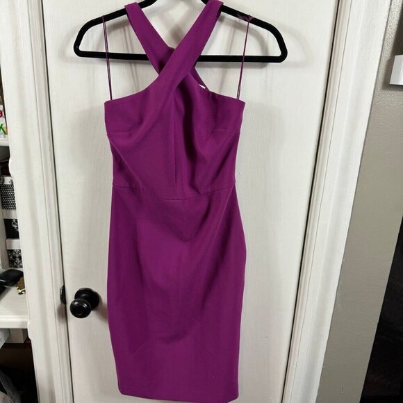 Likely Carolyn Dress purple Halter Neck Sleeveless Sheath Knee Length Zip Close - Picture 2 of 8